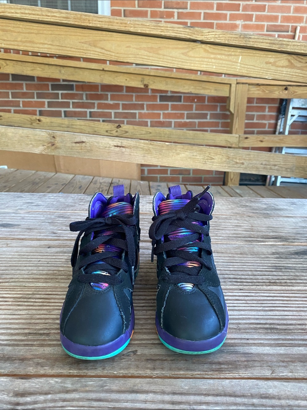 Kids Black & Purple High-Top Jordan Sneakers